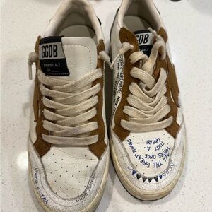 Golden Goose White and Brown Sneakers